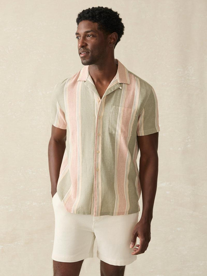 Short-Sleeve Hemp Blend Camp Shirt - Forest Isle Stripe Product Image