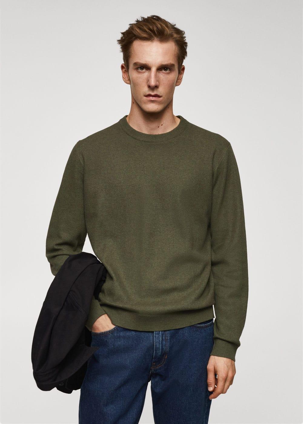 MANGO MAN - Structured cotton sweater khakiMen Product Image