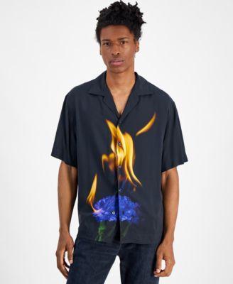 Men's Oversized-Fit Printed Button-Down Camp Shirt Product Image