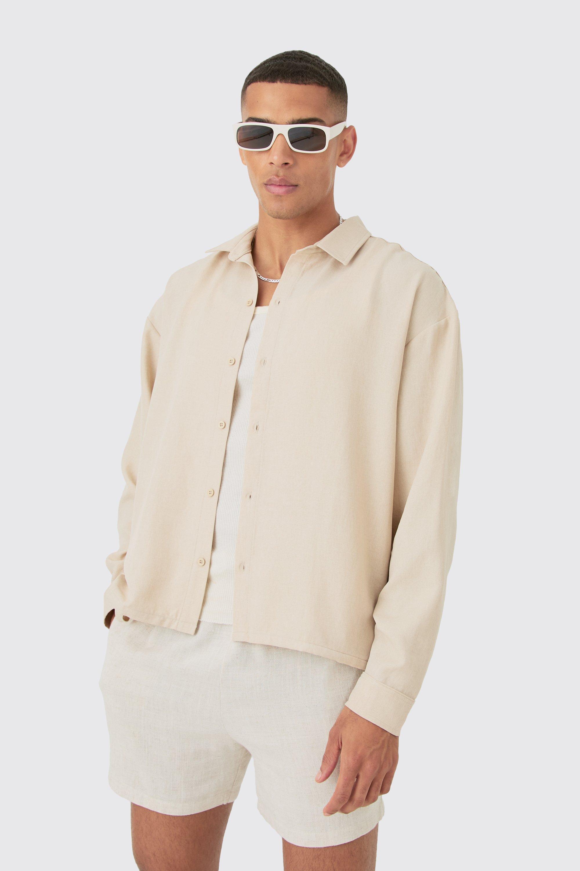 Linen Button Up Overshirt | boohooMAN USA product image