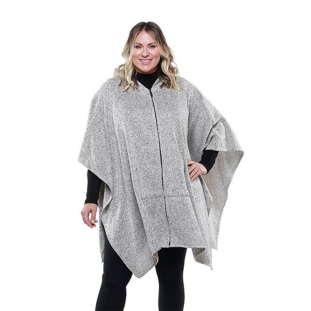 Womens Linda Anderson Le Moda Full Zip Hooded Grey Marl Poncho Product Image