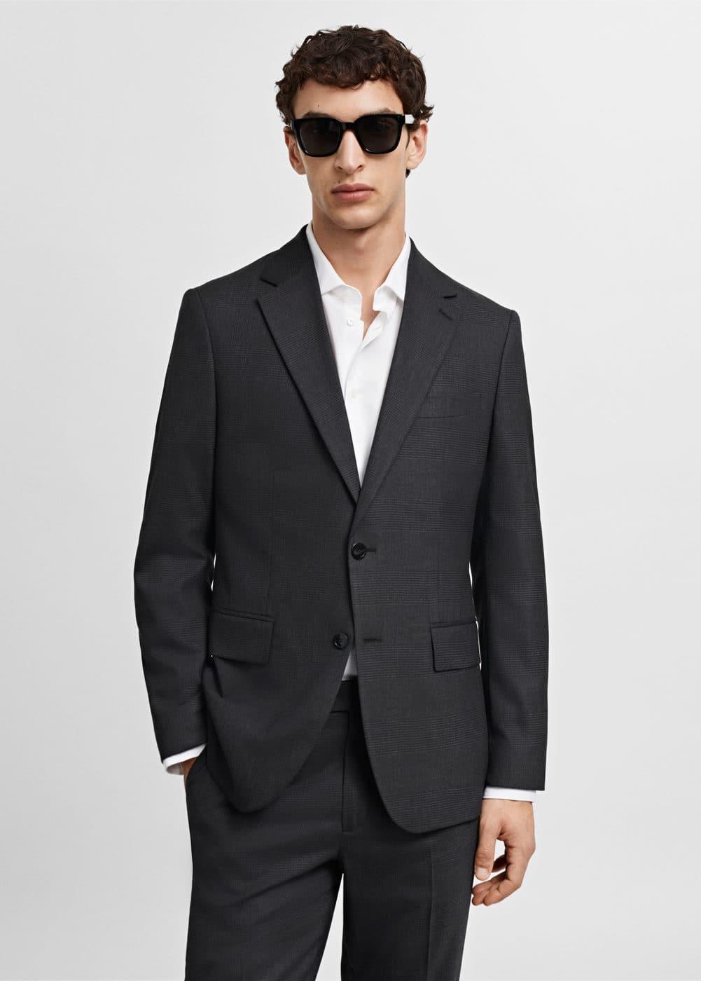 MANGO MAN - Slim-fit check wool suit blazer greyMen Product Image