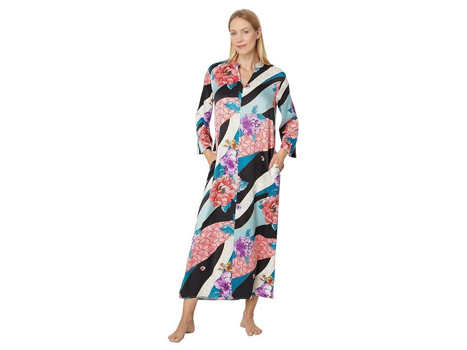 N by Natori Floral Tapestry Caftan (Teal) Women's Pajama Product Image