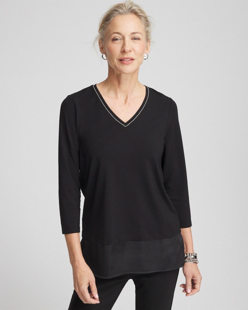 Women's Caviar Satin Mix Tunic Top Product Image