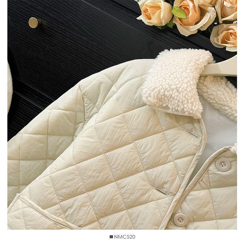 Fleece-Collar Quilted Jacket Product Image