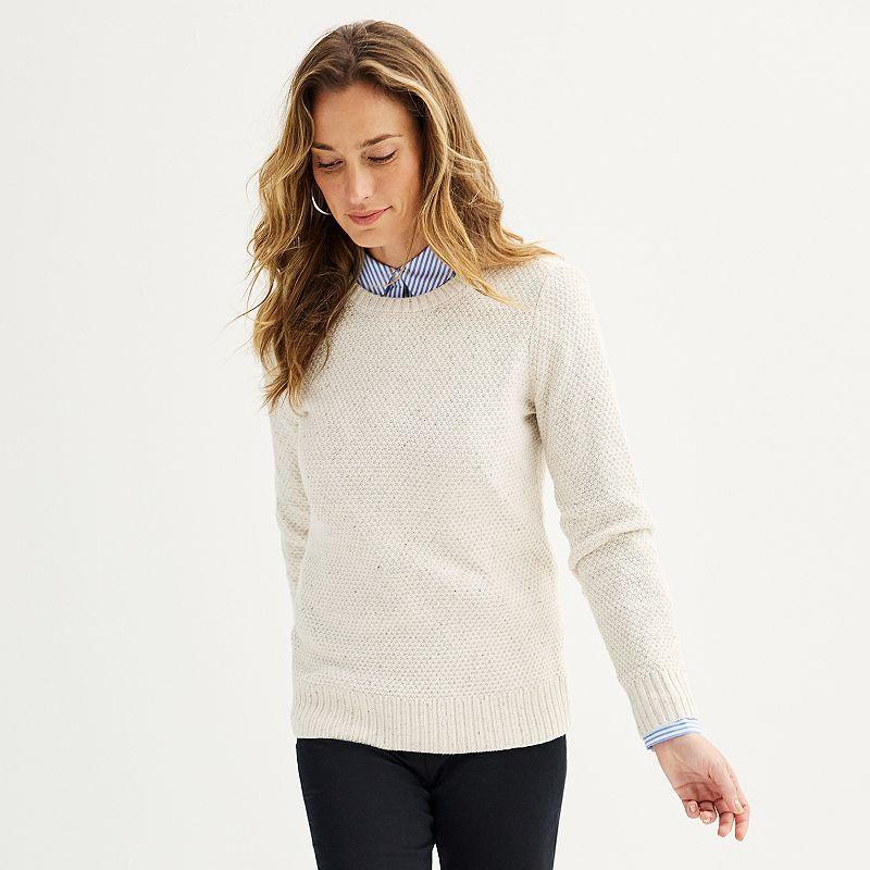 Womens Croft & Barrow Textured Stitch Pullover Sweater Ivory Nep product image