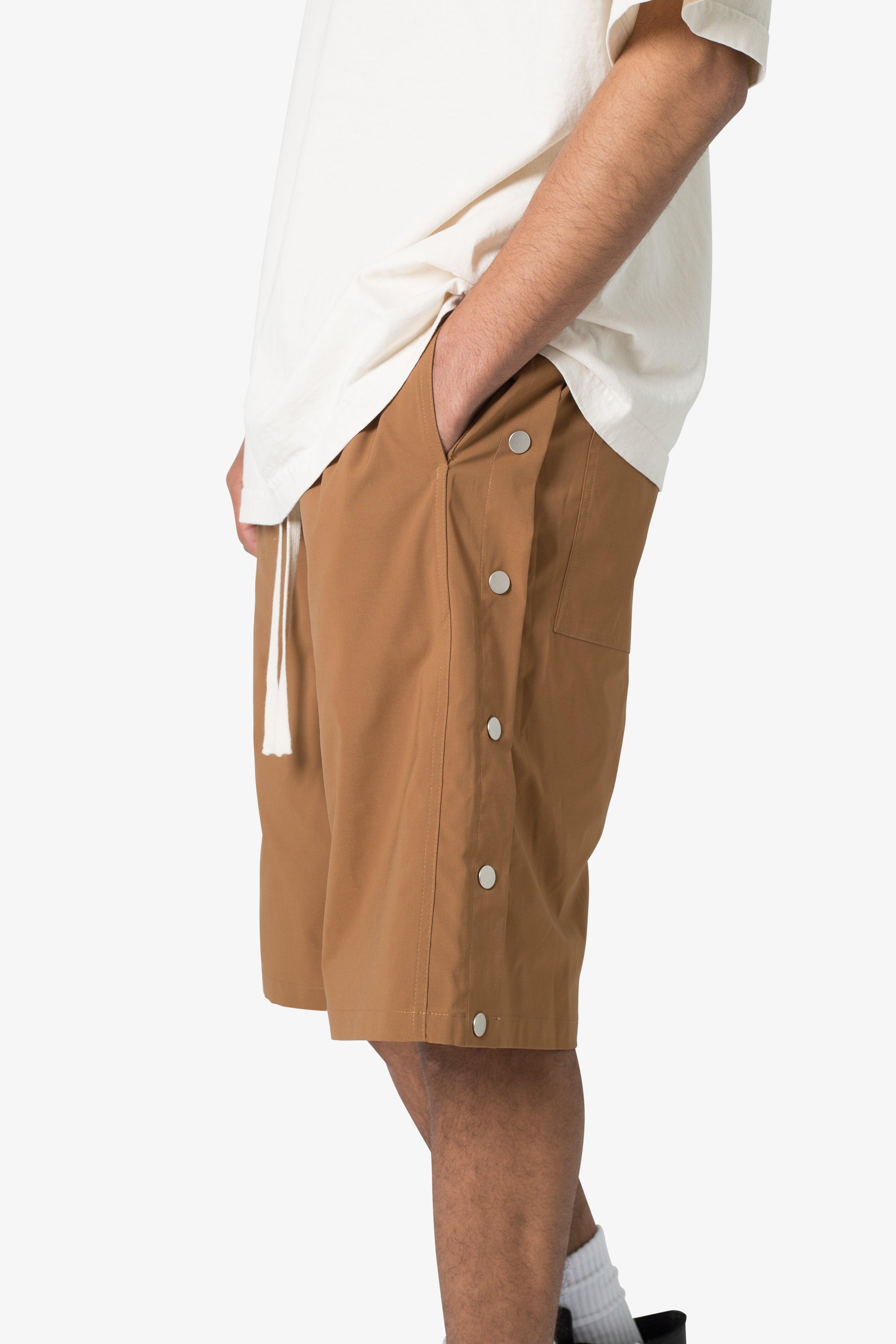 Side Snap Nylon Shorts - Brown Product Image