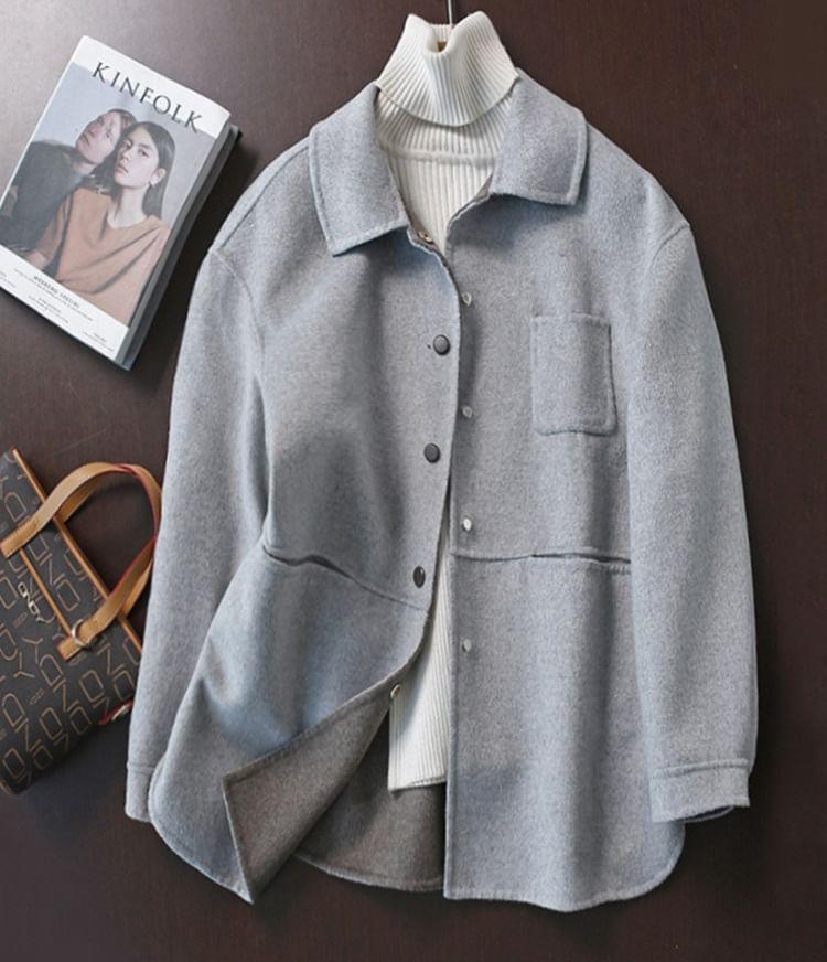 Collared Plain Button Coat product image