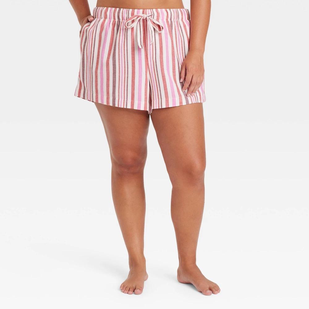 Womens Striped Flannel Pajama Shorts - Auden Red 4X Product Image