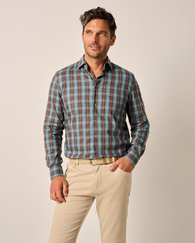 Tucked Cotton Blend Button Up Shirt - Carrillo Male Product Image