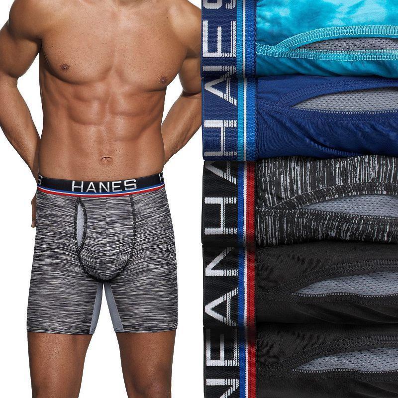 Mens Hanes Sport X-Temp 4-pack + 1 Bonus Total Support Pouch Long-Leg Boxer Briefs Product Image