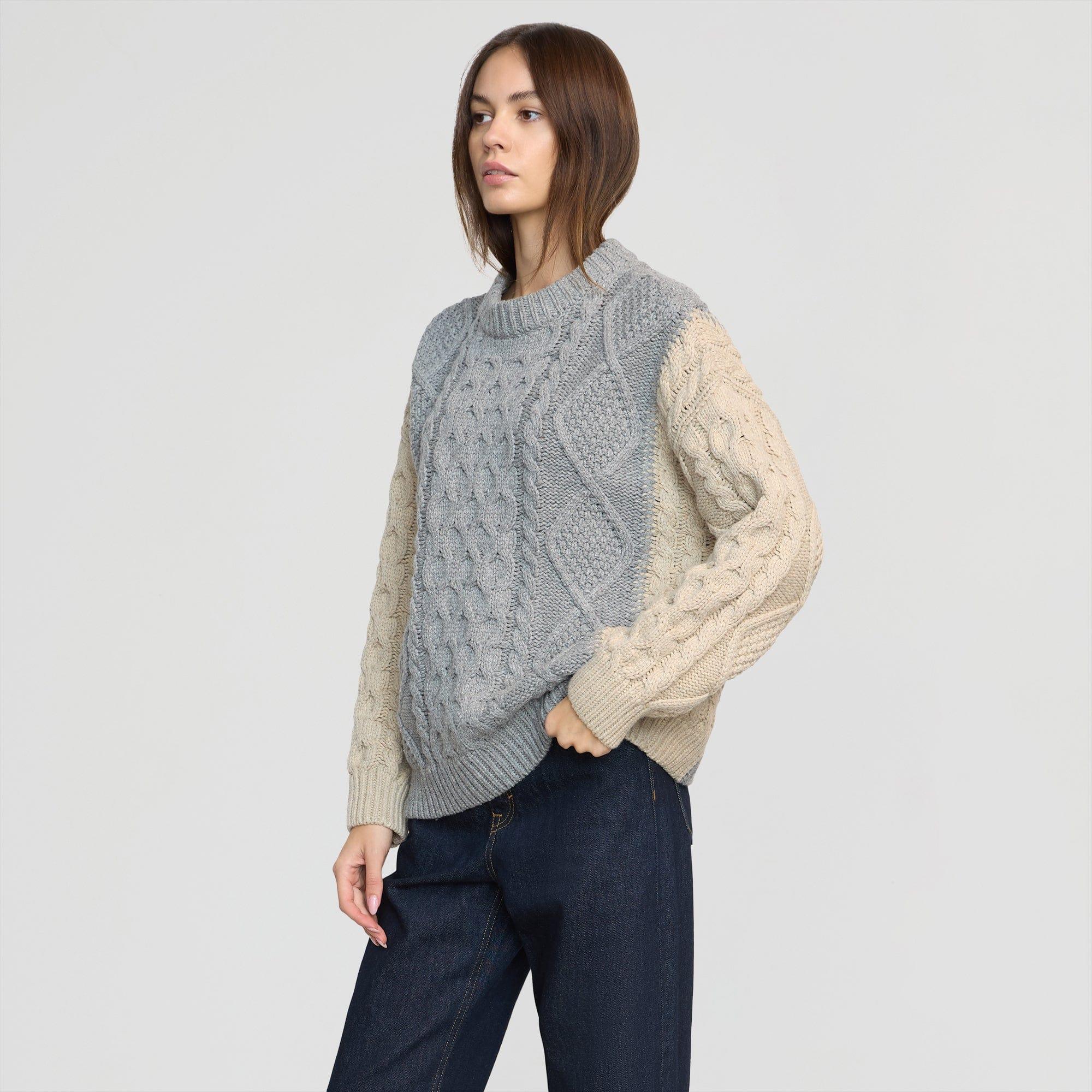 Dassie Oversized Color-Block Cable Sweater Product Image