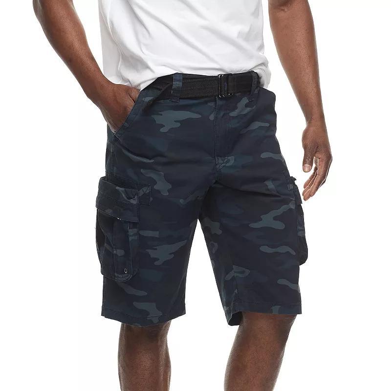 Mens RAW X by Xray Regular-Fit Belted Cargo Shorts Navy Green Product Image