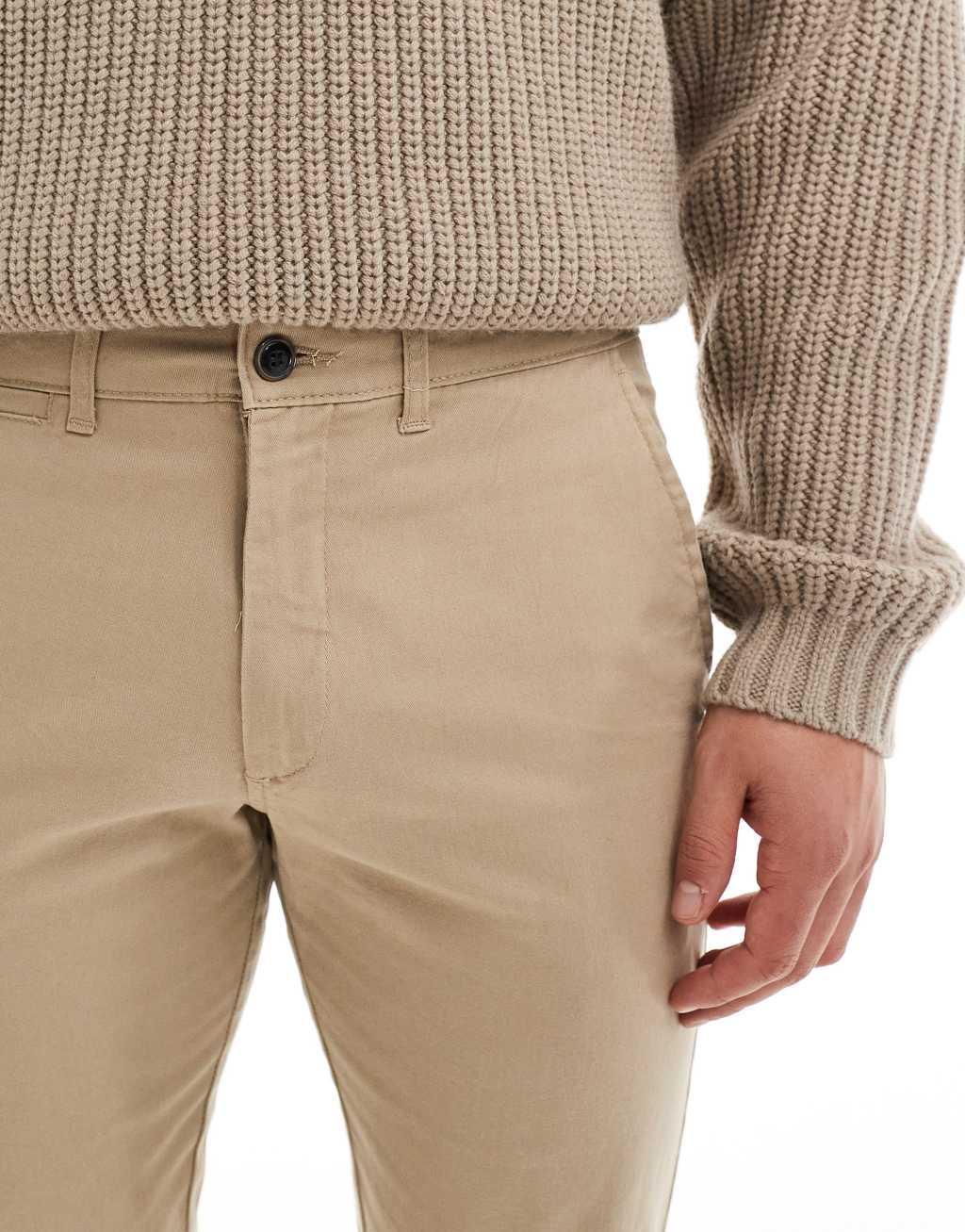 JJ Rebel slim fit chino pants in beige Product Image