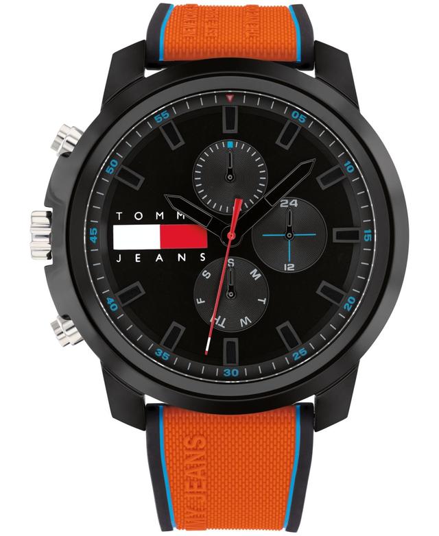 Tommy Hilfiger Mens Multifunction Orange Silicone Watch 50mm - Orange Product Image