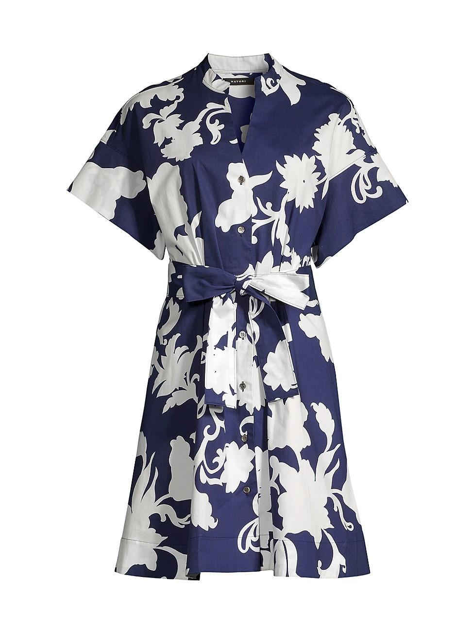 Womens Casablanca Belted Floral Cotton Poplin Shirtdress Product Image