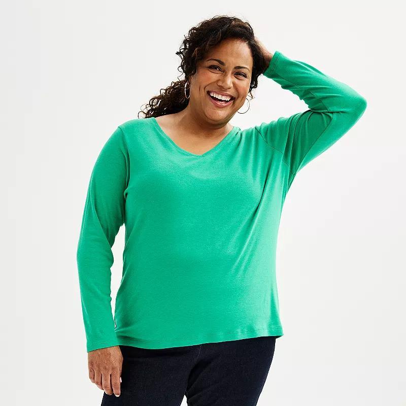 Plus Size Croft & Barrow Essential V-Neck Top, Womens Product Image