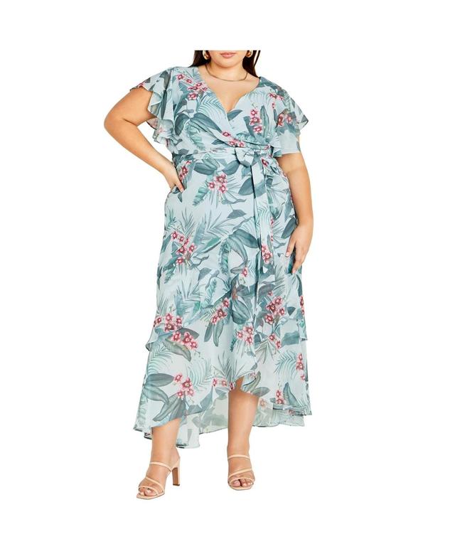 City Chic Womens Flirty Tier Print Maxi Dress Product Image