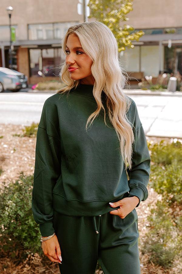 Cozy Casual Sweatshirt in Hunter Green Product Image