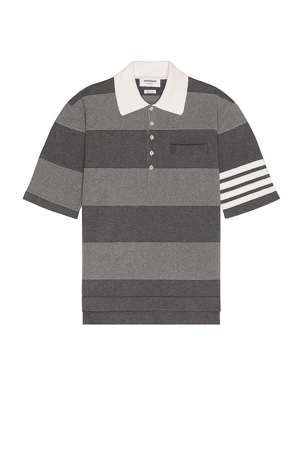 Thom Browne Rugby Short Sleeve Polo in Grey Product Image