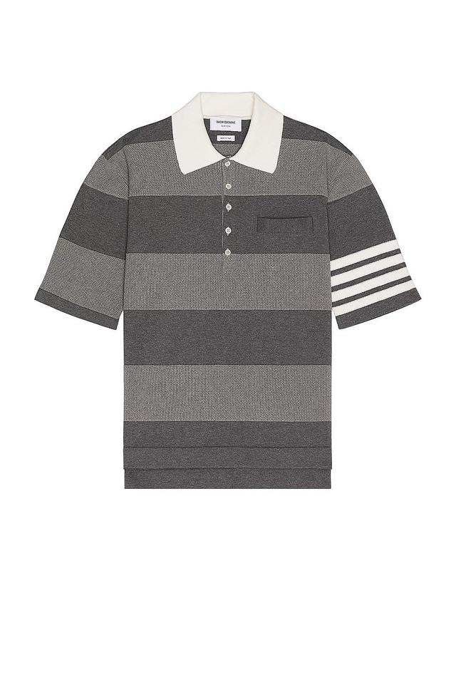 Thom Browne Rugby Short Sleeve Polo in Grey Product Image