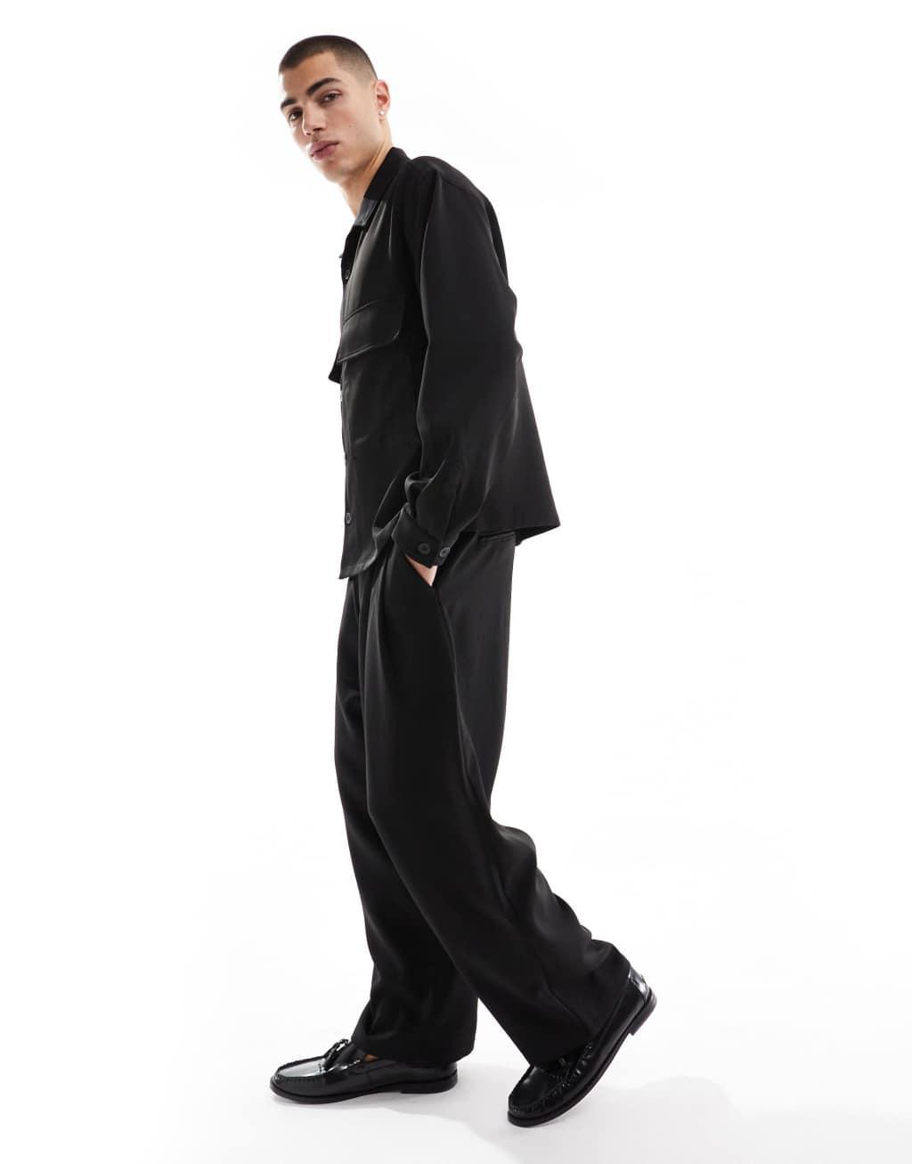 Bershka premium smart pants in black - part of a set Product Image