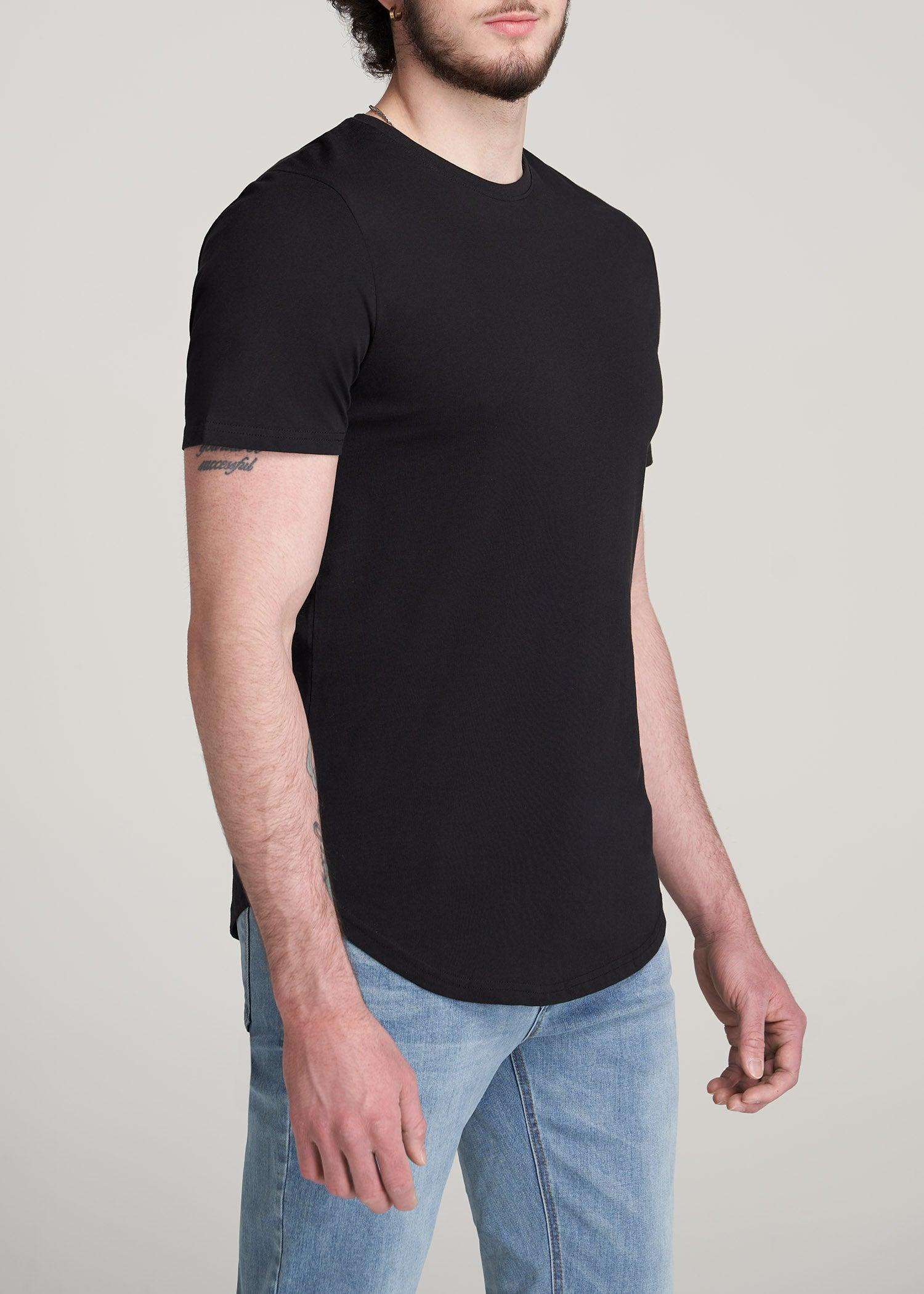 Everyday Scoop Bottom REGULAR FIT T-Shirt for Tall Men in Black Product Image