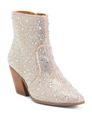 Rita Crystal Western Booties for Women | Textile Product Image