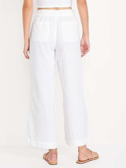 High-Waisted Crinkle Gauze Ankle Pants Product Image