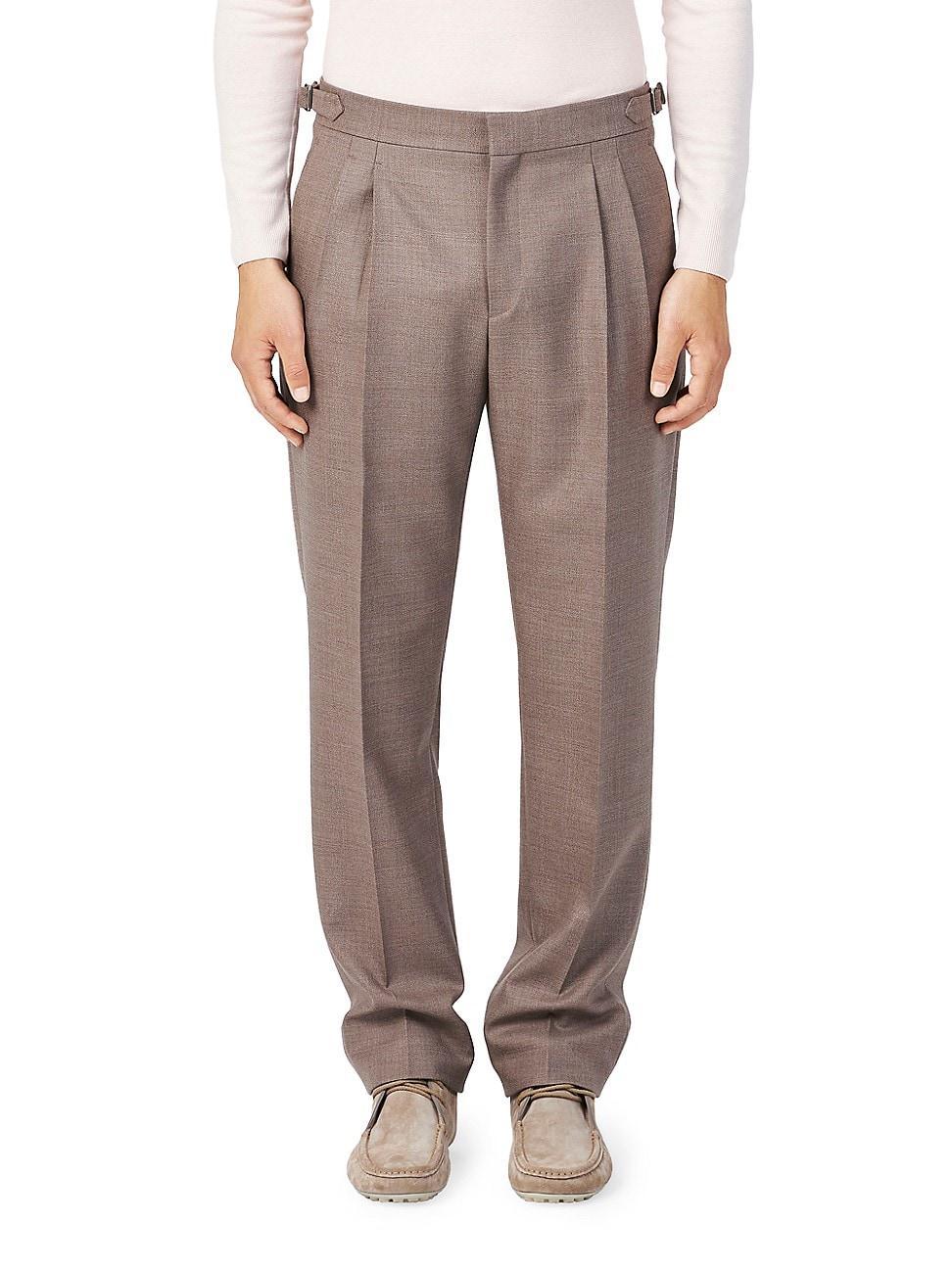 Mens Wool Double-Pleated Trousers Product Image