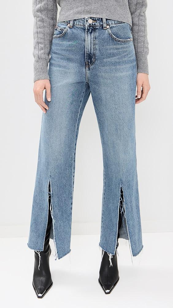 RECTO Isla Front Slit Medium Washed Denim Jeans | Shopbop Product Image