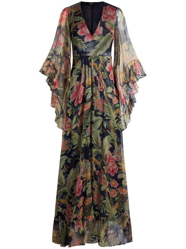 floral-print silk maxi dress Product Image