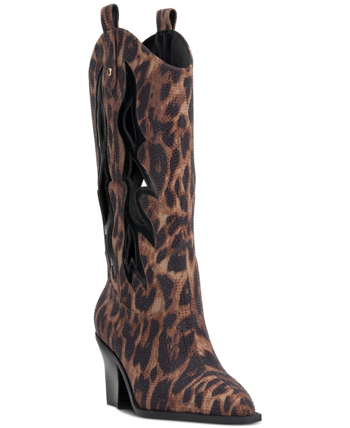 Jessica Simpson Womens Ginika Rhinestone Chop-Out Knee-High Cowboy Boots product image