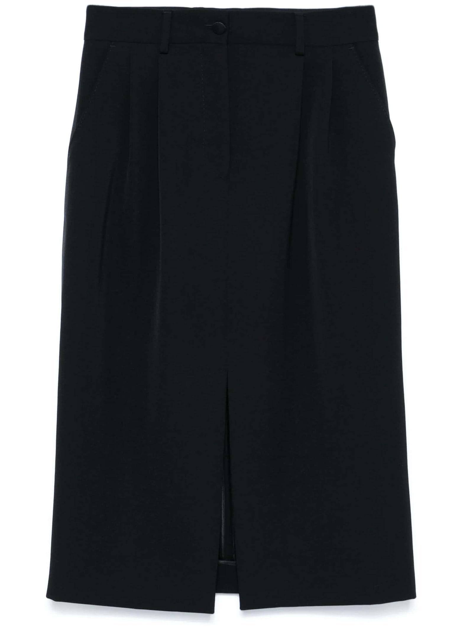 Pleated Midi Skirt In Black   Product Image