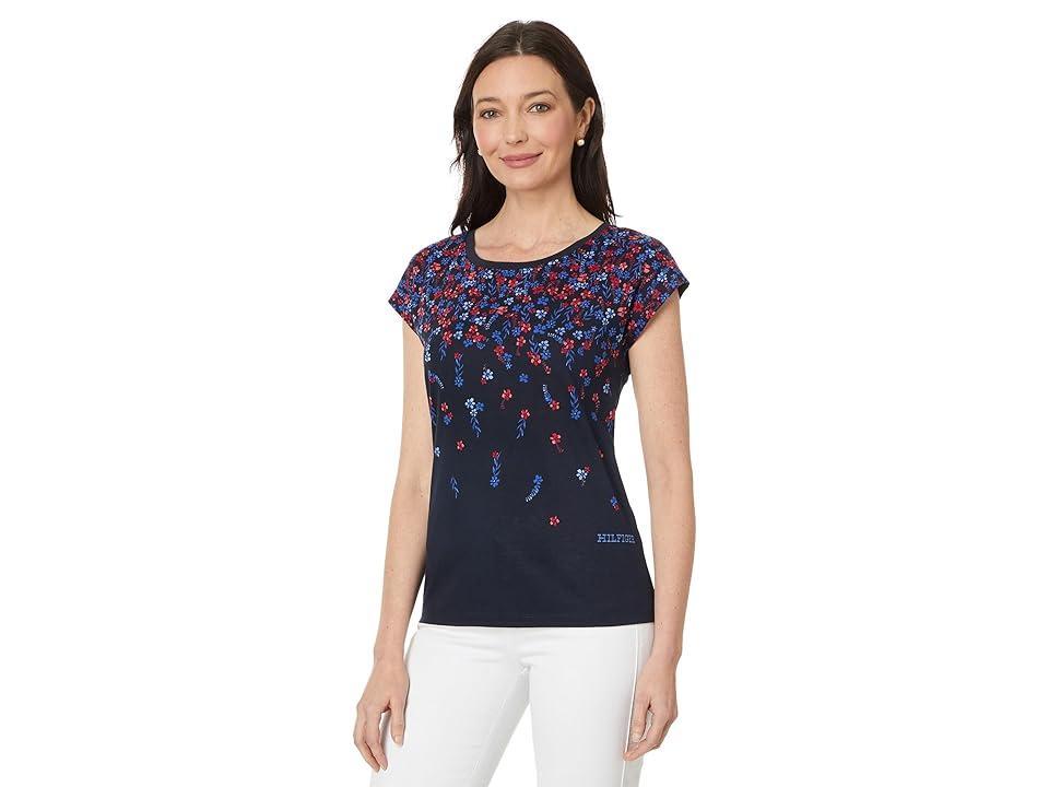 Tommy Hilfiger Womens Floral-Print Dolman-Sleeve Top Product Image