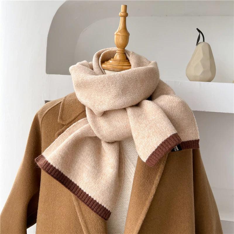 Solid-Colored Warm Cashmere Winter Knitted Scarves Light Brown Product Image