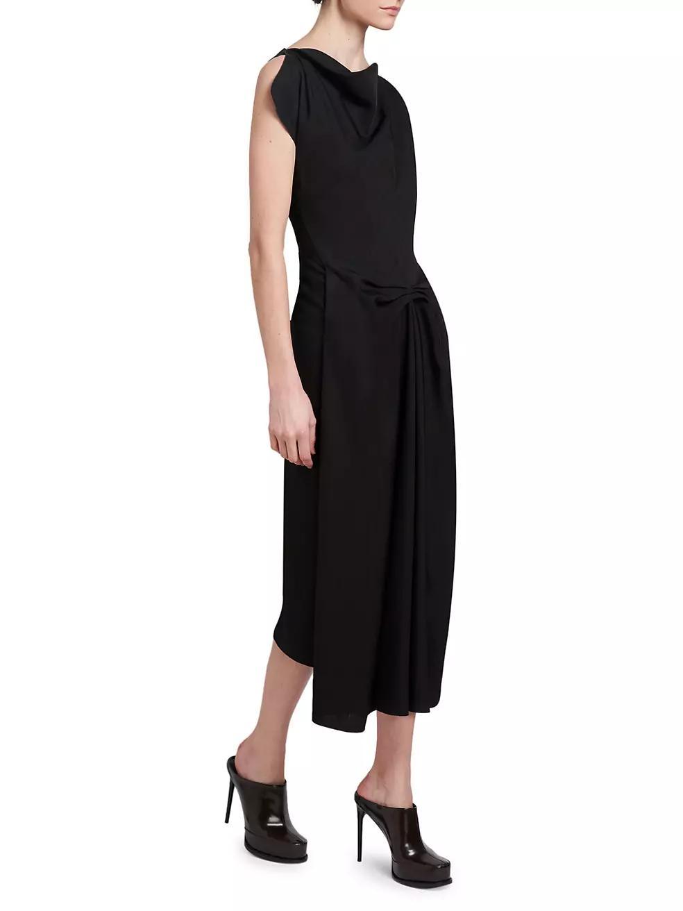 Gathered Asymmetric Midi-Dress Product Image