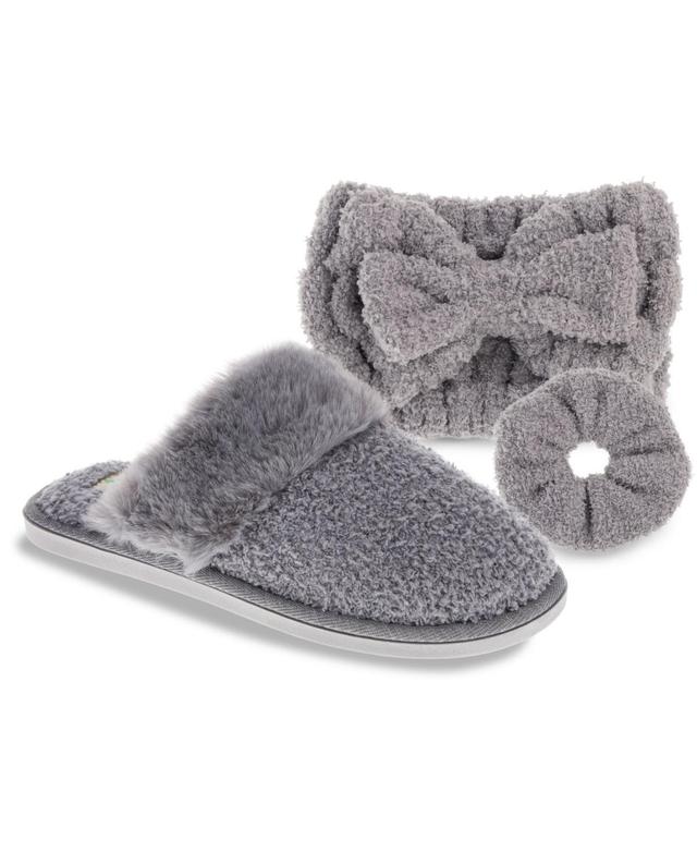 Honeydew Womens 3-Pieces Gift Set with Scuff Chenille Slipper, Chenille Headband and Srunchie Set Product Image