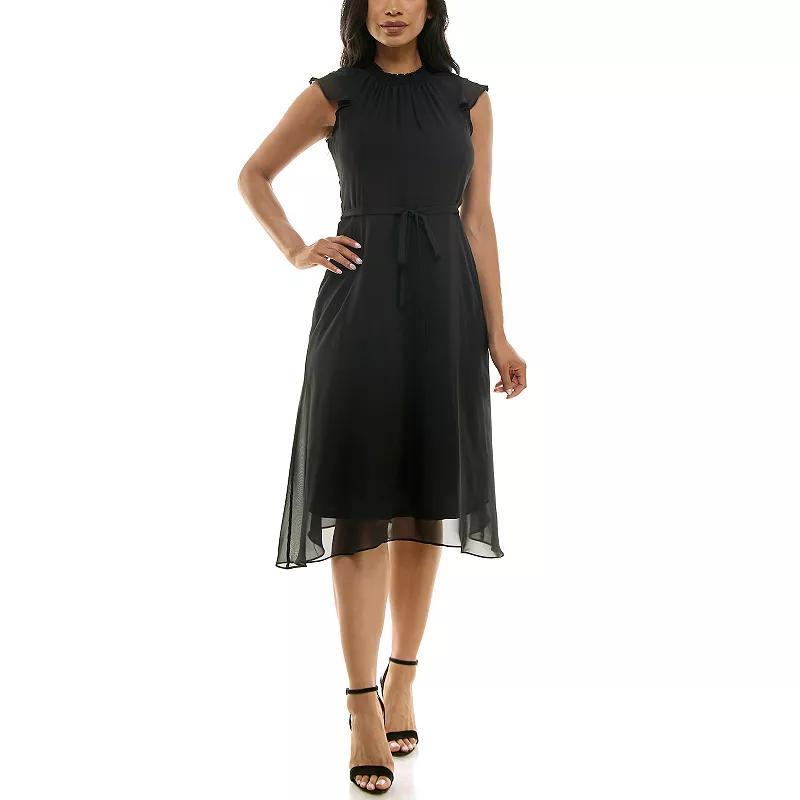 Womens Nina Leonard Mockneck Chiffon Dress Product Image