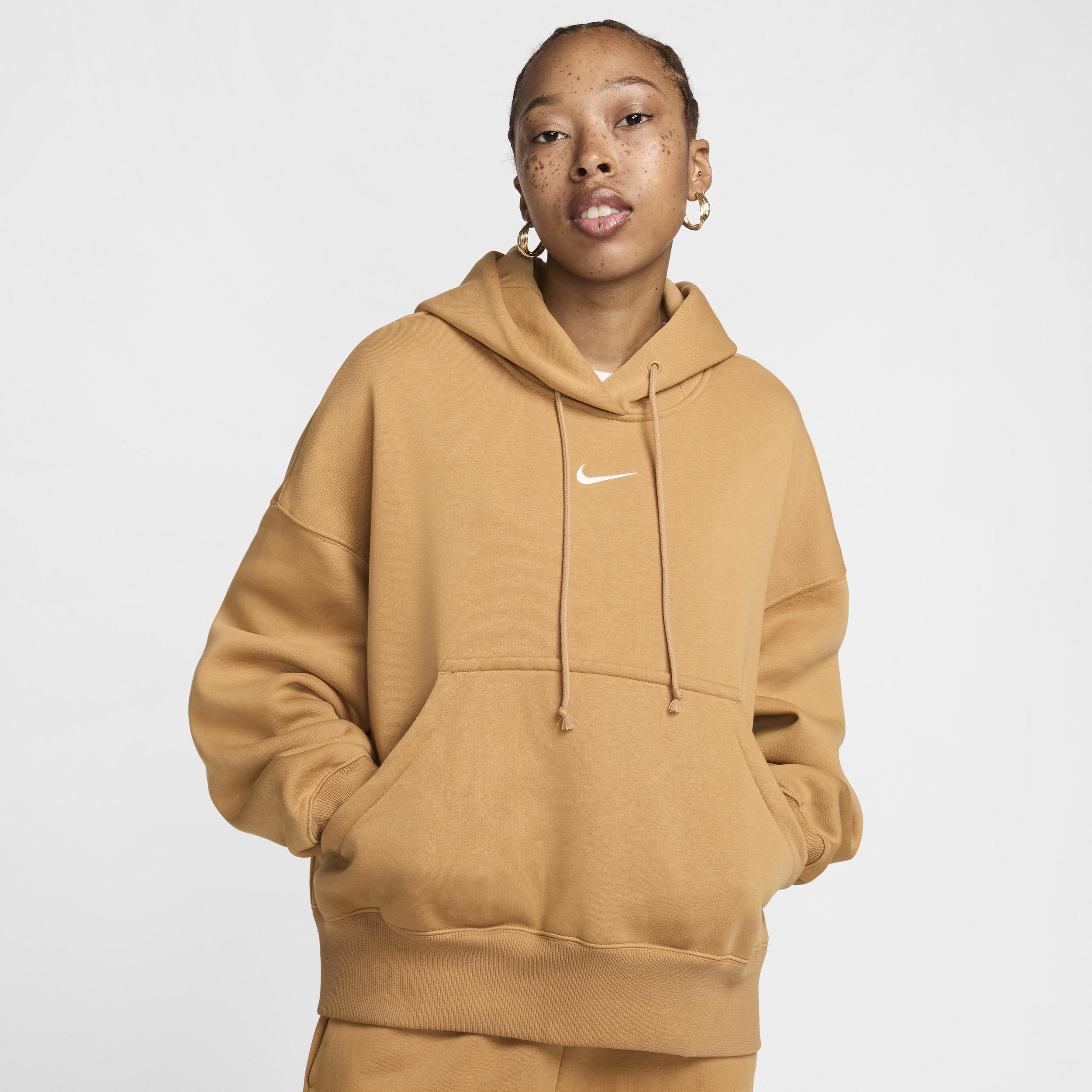 Nike Womens Nike PHNX Fleece OS Pullover Hoodie - Womens Flax/Sail Product Image