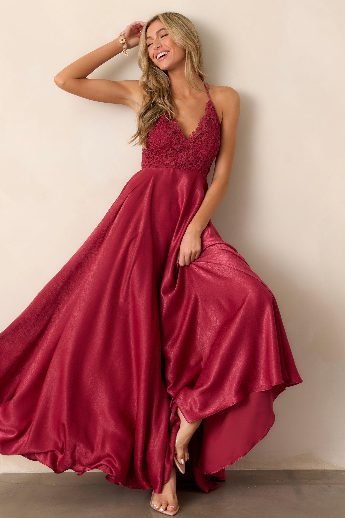 Presence Of Love Cranberry Maxi Dress Product Image