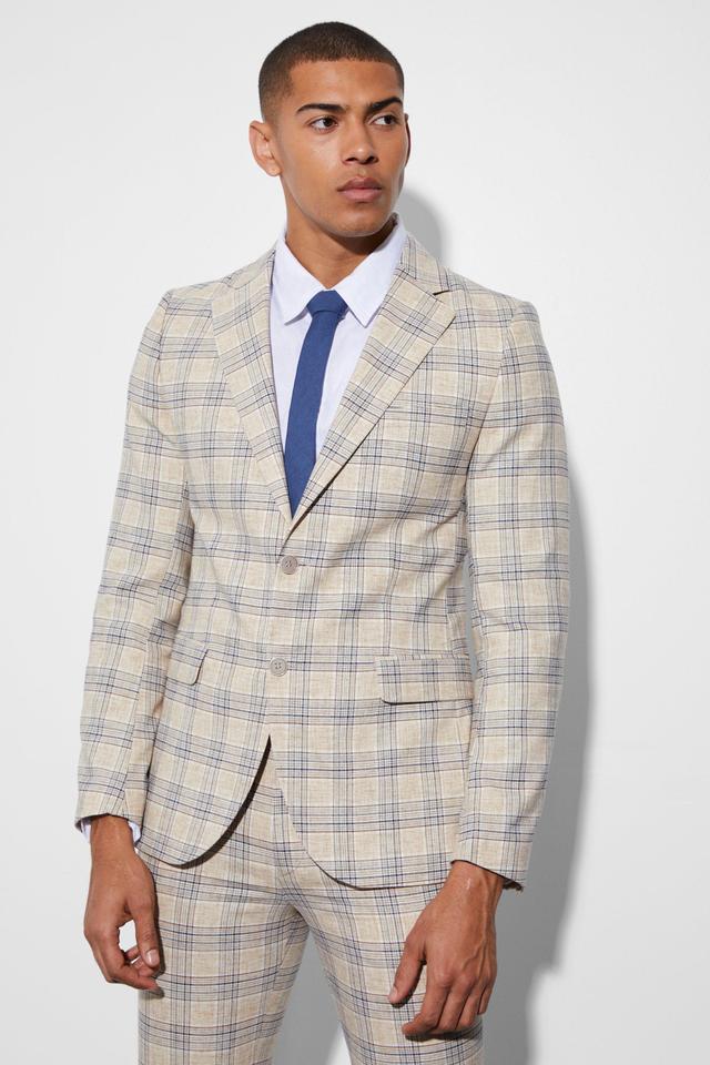 Skinny Single Breasted Check Suit Jacket | boohooMAN USA Product Image