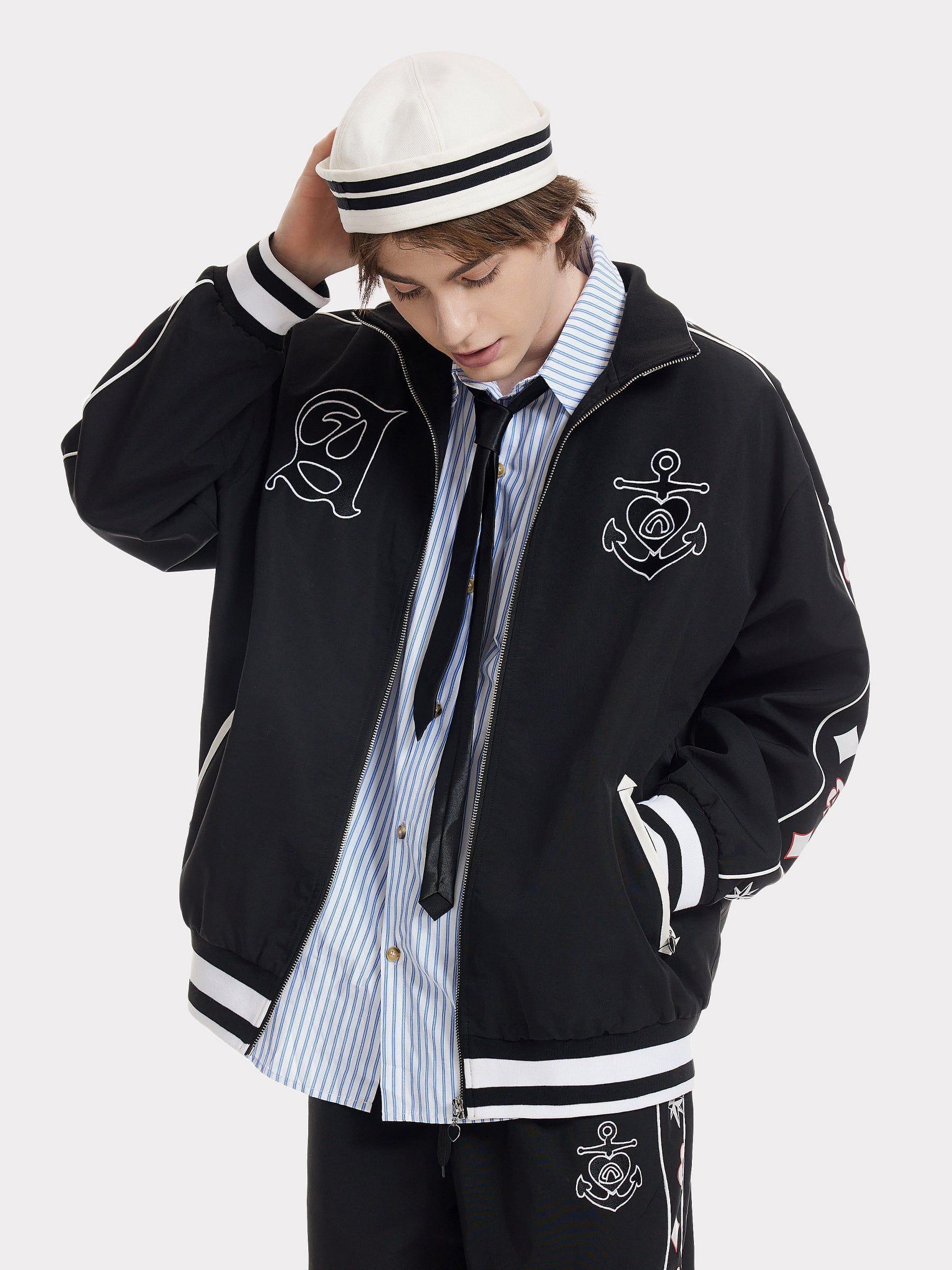 Aelfric Eden Embroidery Ship Anchor Bomber Jacket Product Image