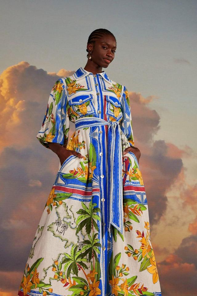 Off-White Tropical Destination Midi Dress Product Image