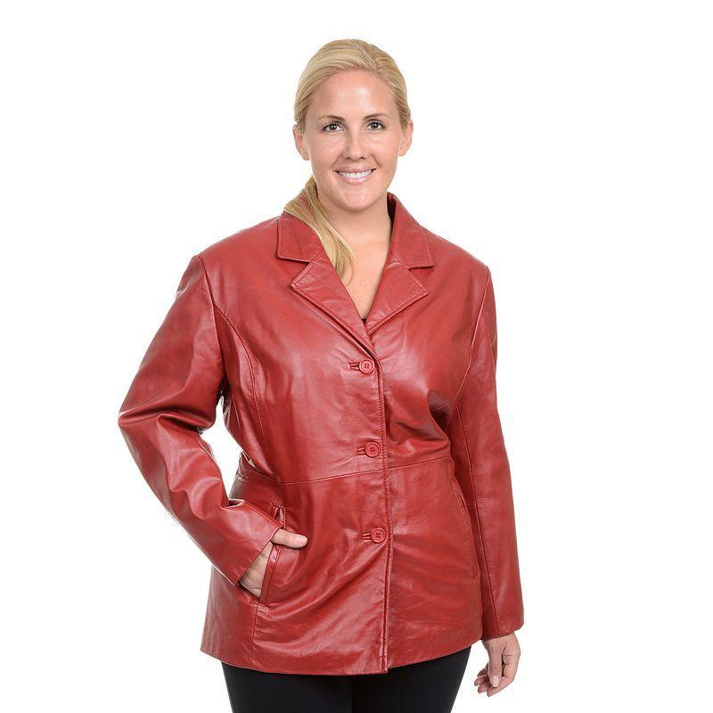 Plus Size Excelled Leather Jacket, Womens Red Product Image