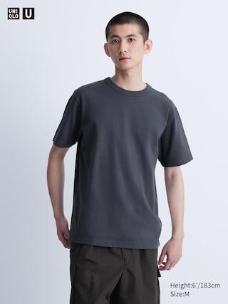 Mens Crew Neck T-Shirt Gray Large UNIQLO US Product Image