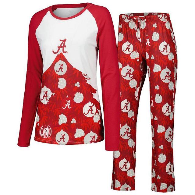 Womens Concepts Sport Crimson Alabama Crimson Tide Tinsel Ugly Sweater Long Sleeve T-Shirt & Pants Sleep Set Product Image