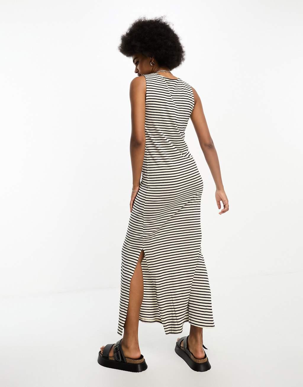 Vero Moda Aware Tall sleeveless maxi dress in mono stripe Product Image