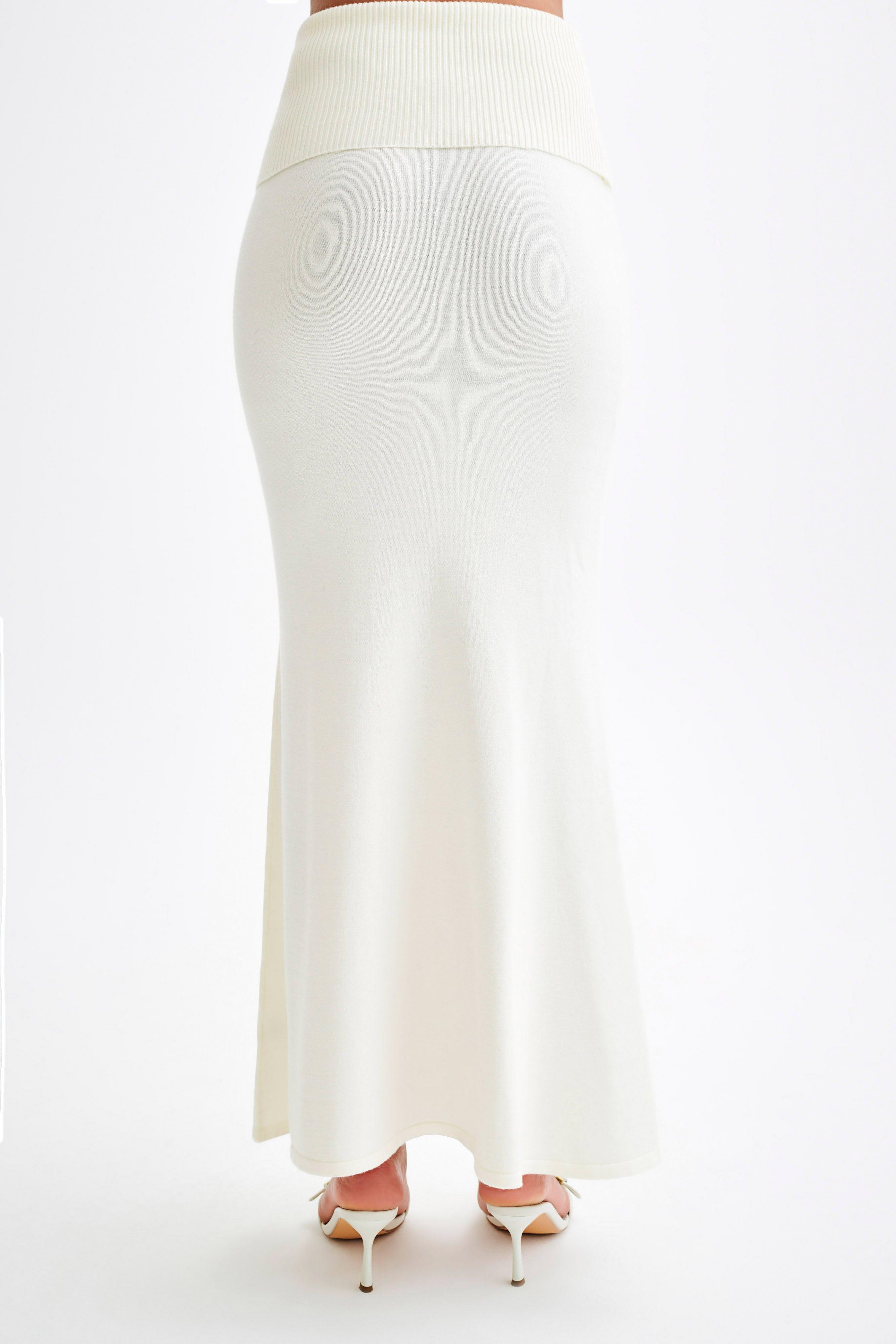 Karlie Knit Maxi Skirt With Ribbed Waist - Ivory Product Image