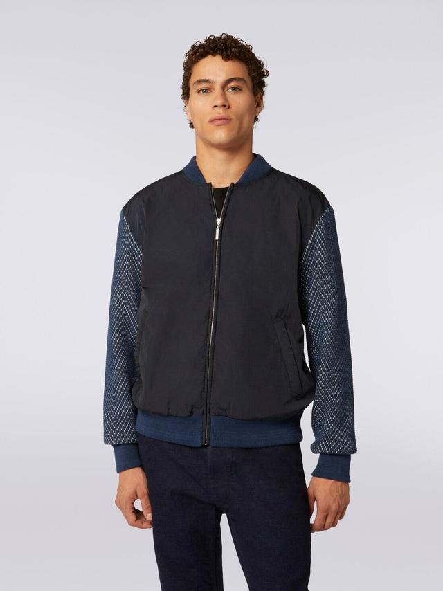 Cotton and nylon blend bomber jacket Blue & Grey | Missoni Product Image